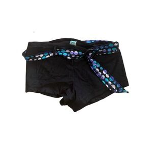 Marina West Black Swim Shorts with Polka Dot Sash Size M